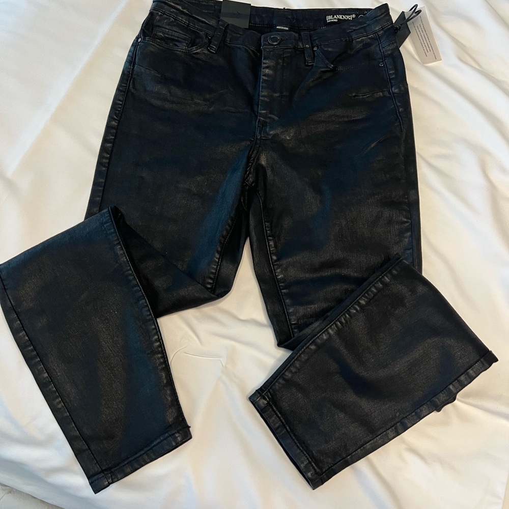 Blank NYC. Black waxed skinny jeans. Size 29.